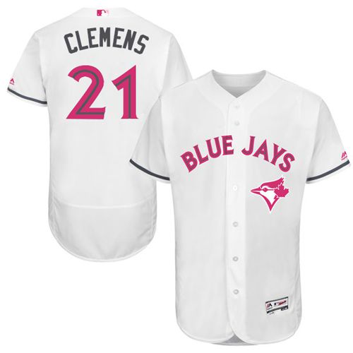 Blue Jays #21 Roger Clemens White Flexbase Authentic Collection Mother's Day Stitched MLB Jersey - Click Image to Close